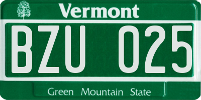 VT license plate BZU025
