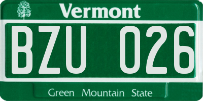 VT license plate BZU026