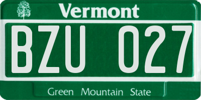 VT license plate BZU027