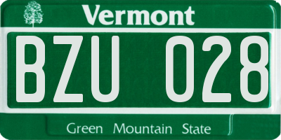 VT license plate BZU028