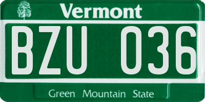 VT license plate BZU036