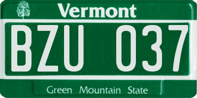 VT license plate BZU037