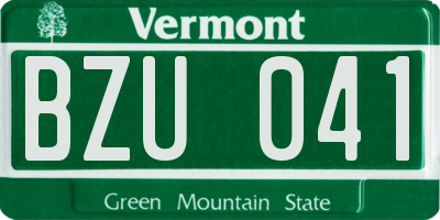 VT license plate BZU041