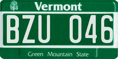 VT license plate BZU046