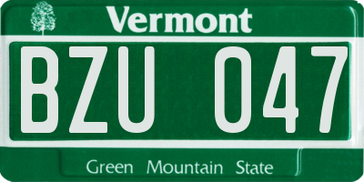 VT license plate BZU047