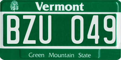 VT license plate BZU049