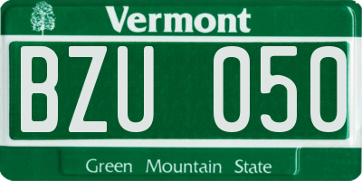 VT license plate BZU050
