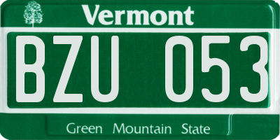 VT license plate BZU053