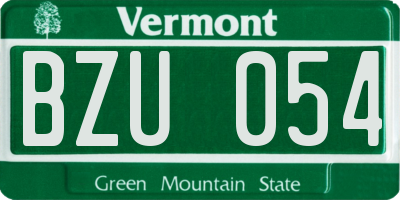 VT license plate BZU054