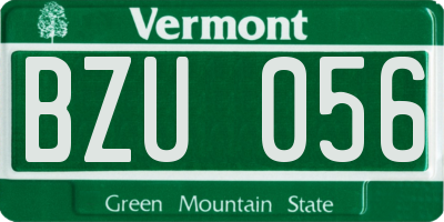 VT license plate BZU056