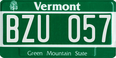 VT license plate BZU057