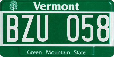 VT license plate BZU058