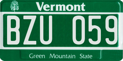 VT license plate BZU059