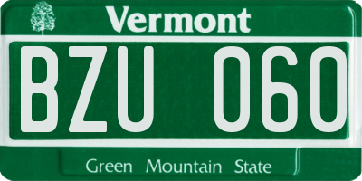VT license plate BZU060