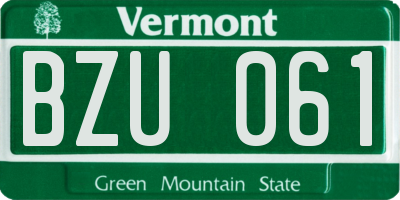 VT license plate BZU061