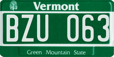 VT license plate BZU063