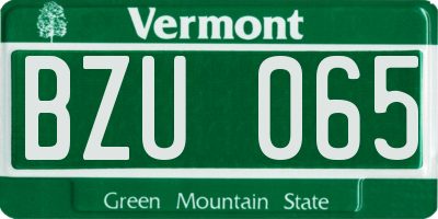 VT license plate BZU065
