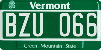 VT license plate BZU066