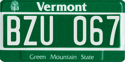 VT license plate BZU067