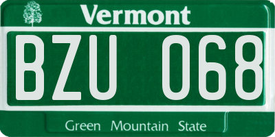 VT license plate BZU068