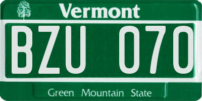 VT license plate BZU070