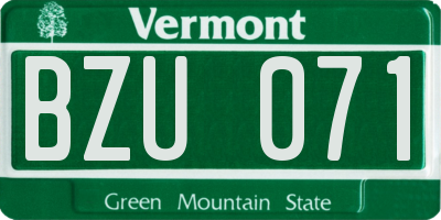 VT license plate BZU071