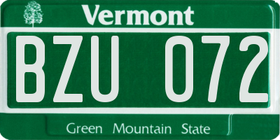 VT license plate BZU072