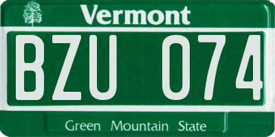 VT license plate BZU074