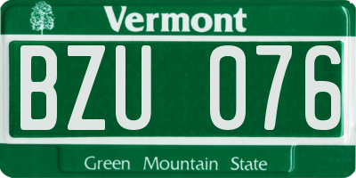 VT license plate BZU076