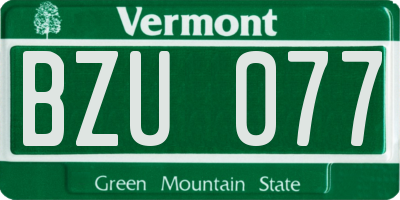 VT license plate BZU077