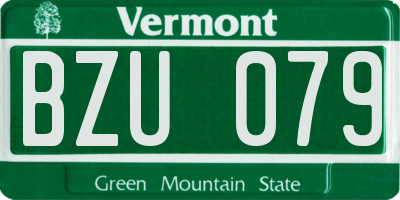 VT license plate BZU079