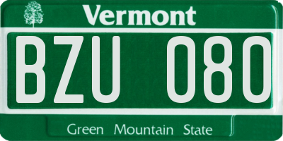 VT license plate BZU080