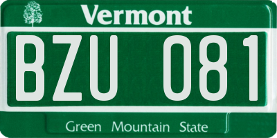 VT license plate BZU081