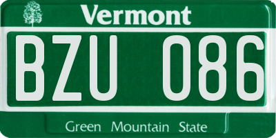 VT license plate BZU086