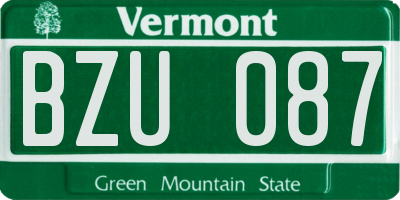VT license plate BZU087