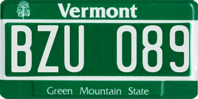 VT license plate BZU089