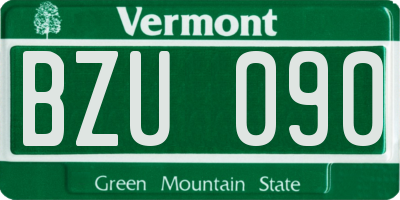 VT license plate BZU090