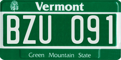 VT license plate BZU091