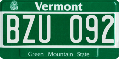 VT license plate BZU092