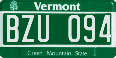 VT license plate BZU094