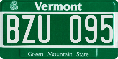VT license plate BZU095