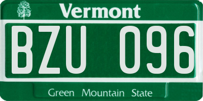 VT license plate BZU096