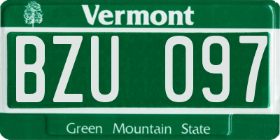 VT license plate BZU097