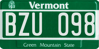 VT license plate BZU098