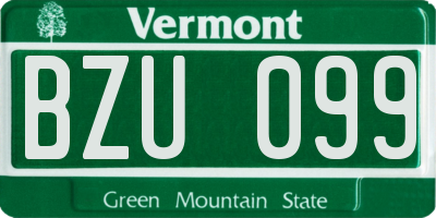 VT license plate BZU099