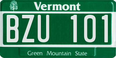VT license plate BZU101