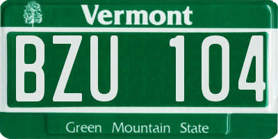 VT license plate BZU104