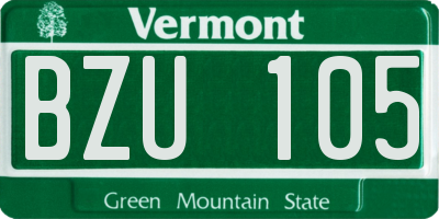 VT license plate BZU105