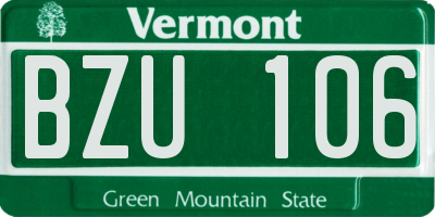 VT license plate BZU106