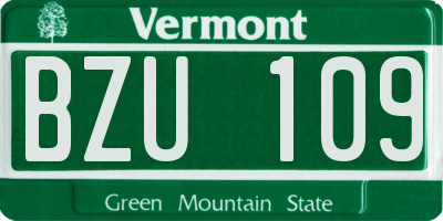 VT license plate BZU109
